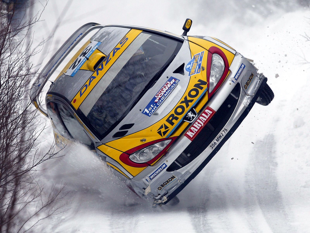 Peugeot 206 WRC 1024x768. Wallpaper, pozad, tapeta na plochu PC