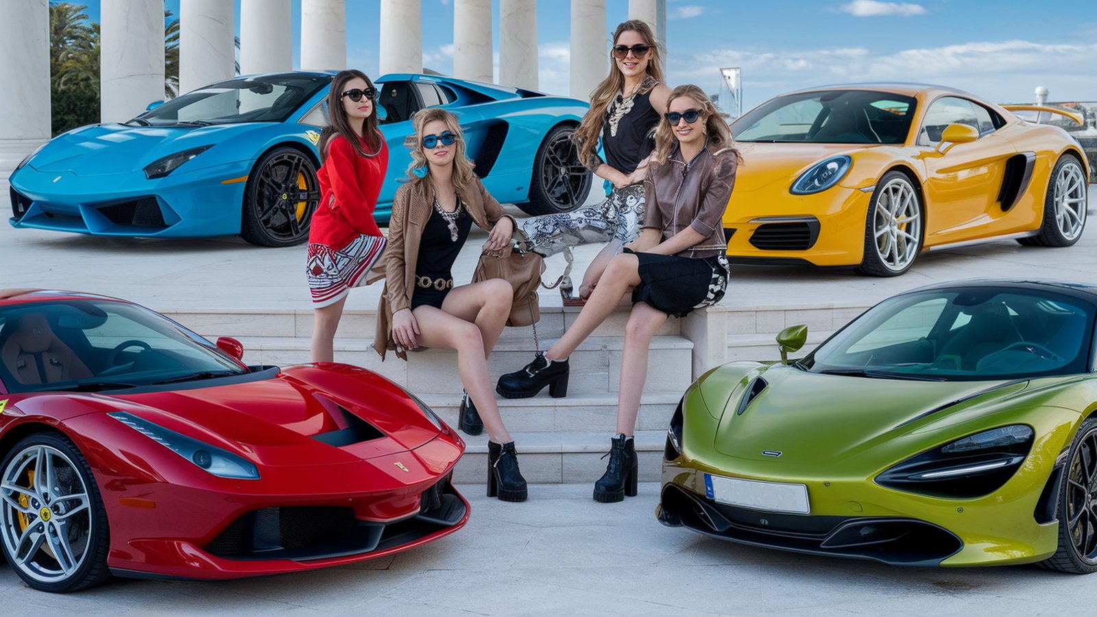 Girls and Cars 1600x900. PC wallpaper, tapeta na plochu, pozad pro Windows 8