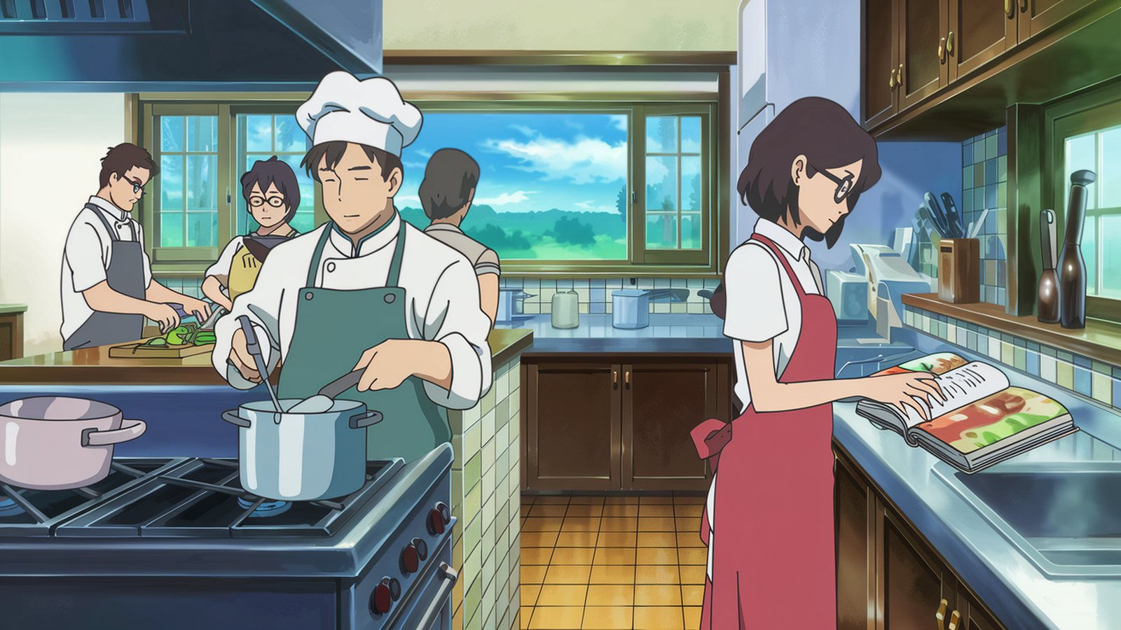 Manga in Kitchen | 1600x900. Pozad, obrzek, tapeta na plochu