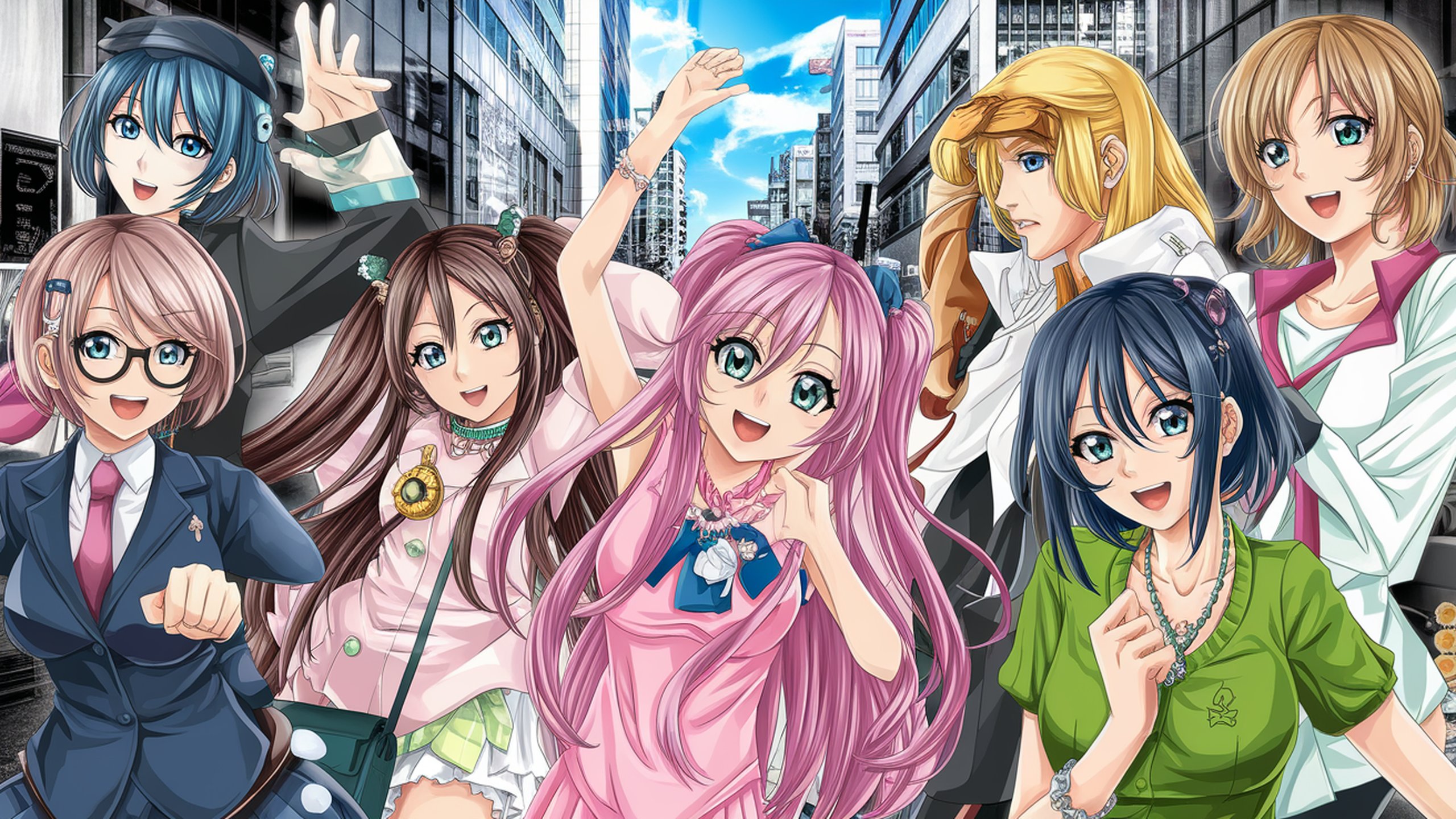 Manga Girls | 2560x1440. Wallpaper, Pozad, Tapeta na plochu.