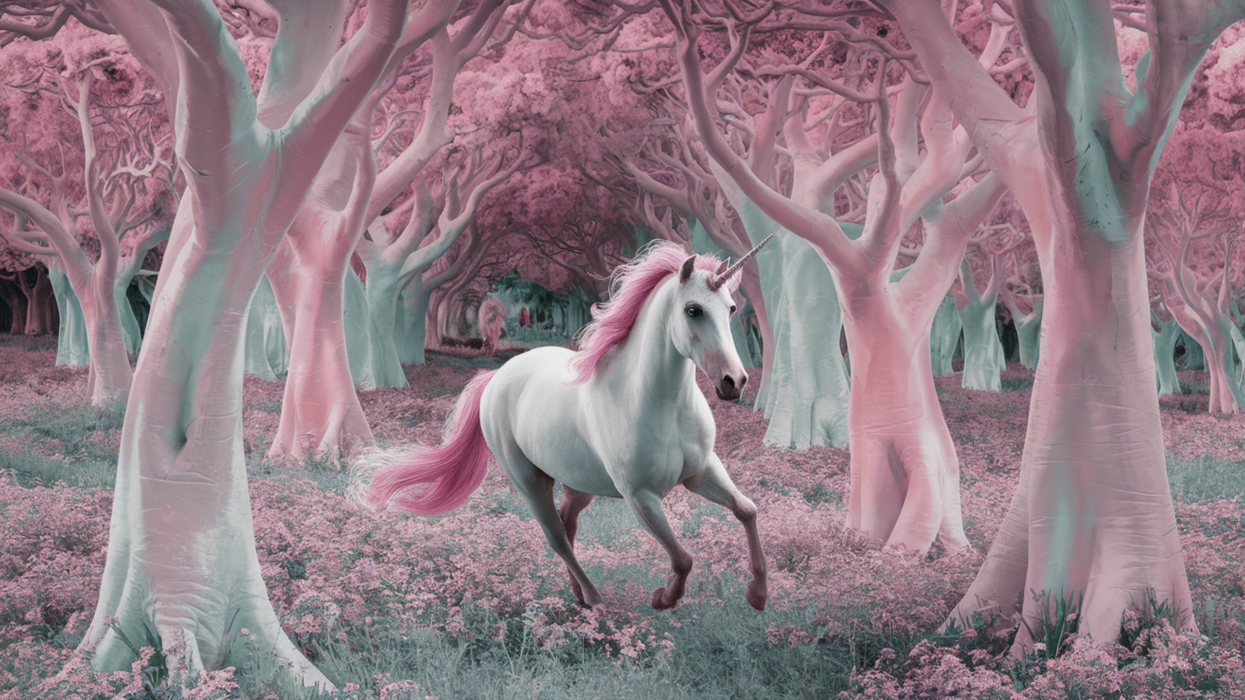 Pozad Unicorn 2560x1440. Potaov tapeta na plochu. Wallpaper, obrzek zdarma